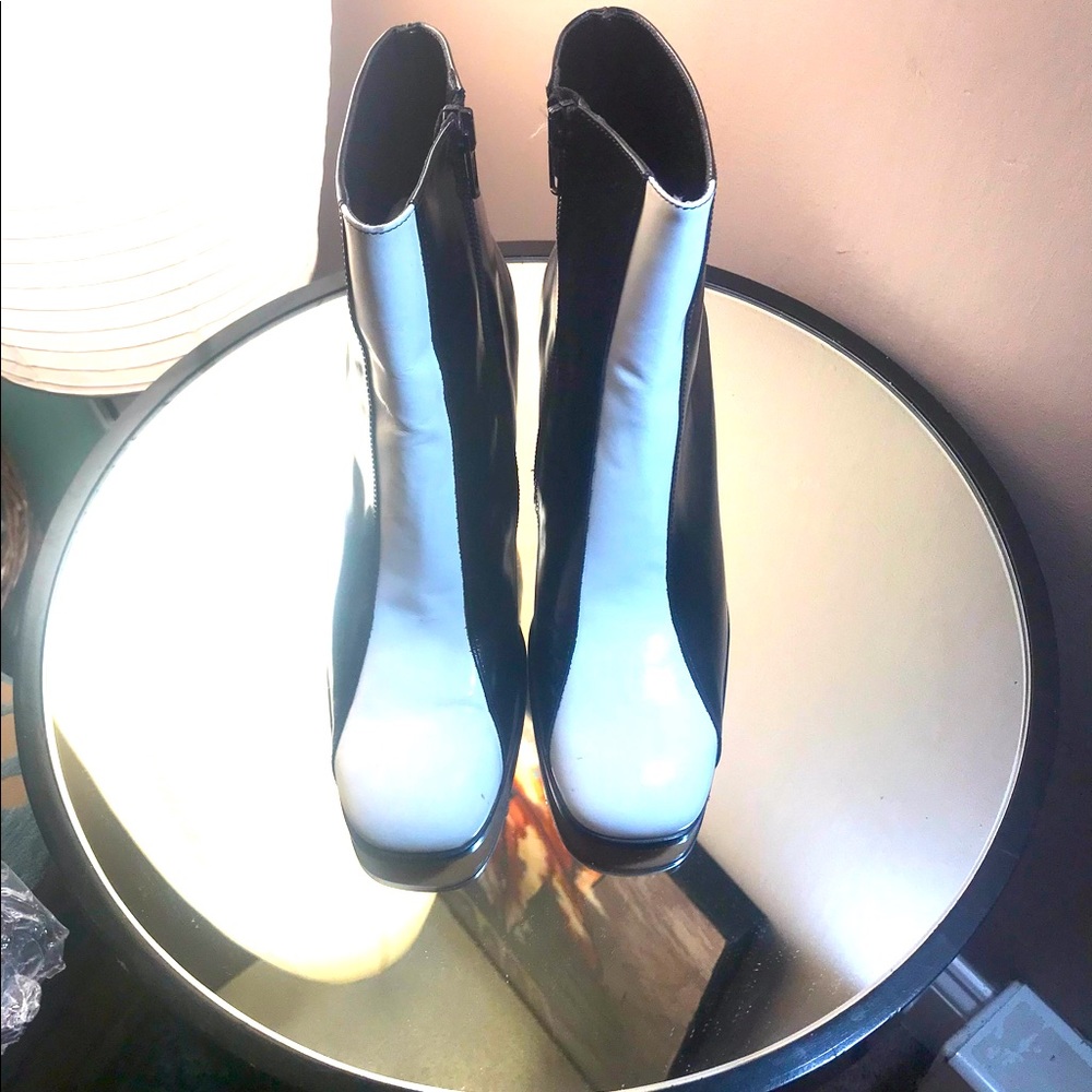 BCBG black and white boots